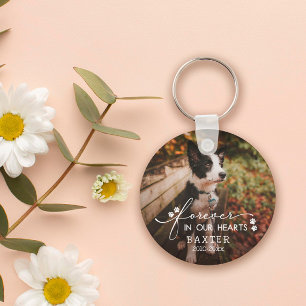 私たちのハートペットの写真にPawプリント キーホルダー