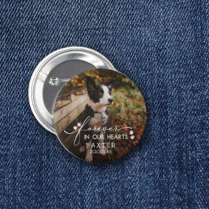 私たちのハートペットの写真にPawプリント 缶バッジ