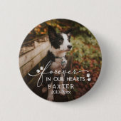 私たちのハートペットの写真にPawプリント 缶バッジ (正面)