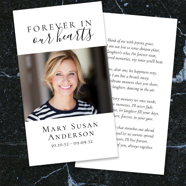 私たちのハートミニマリスト葬儀祈りの言葉カード (クリエイターアップロード済み)