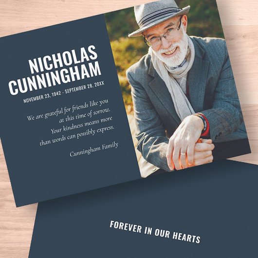 私たちのハート写真で永遠に葬儀記念碑 サンキューカード