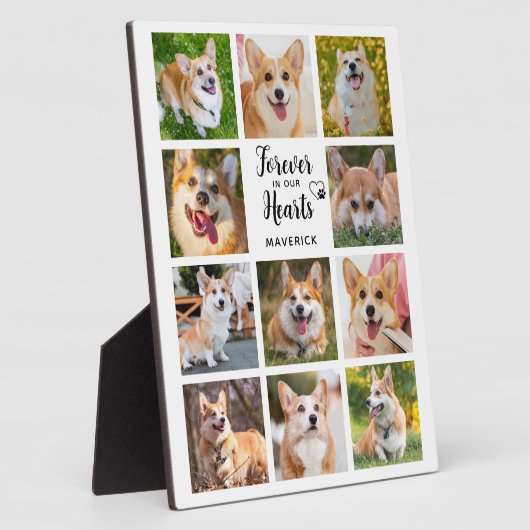 私たちのハート写真コラージュで犬の記念永遠 フォトプラーク (側面)