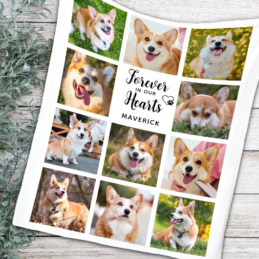 私たちのハート写真コラージュで犬の記念永遠 フリースブランケット