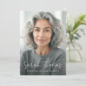 私たちのハート写真葬儀悔やみや弔慰で永遠に名前 サンキューカード (スタンド正面)