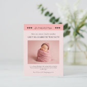 私たちのハート得は大きく、ベビー誕生のお知らせ ポストカード (スタンド正面)