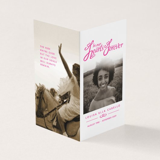 私たちのハート永遠にピンクの写真詩カードの葬儀 (外部)