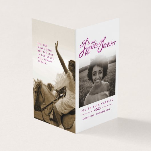 私たちのハート永遠に紫の写真詩のカードを葬儀 (外部)