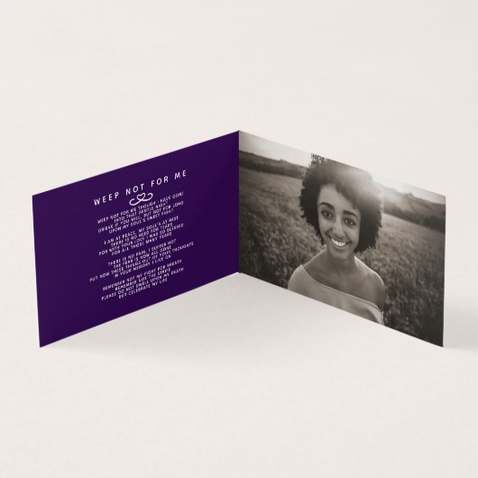 私たちのハート永遠に紫の詩のカードの葬儀 (内部)