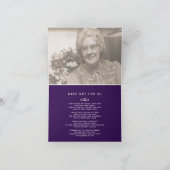 私たちのハート永遠に紫の詩のカードの葬儀 ノートカード (内部)