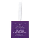 私たちのハート永遠に紫の詩の写真の葬儀 キューブオーナメント (正面)