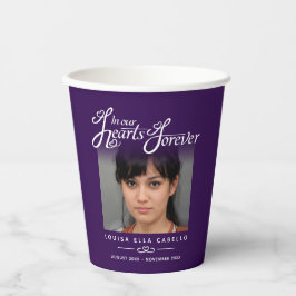 私たちのハート永遠に紫の詩の写真の葬儀 紙コップ