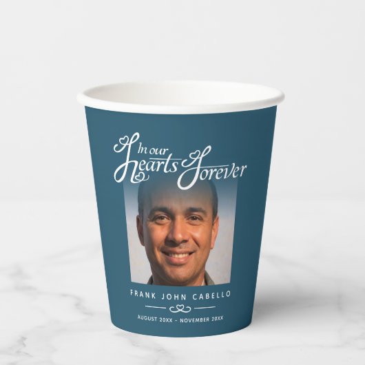 私たちのハート永遠に青い詩の写真の葬儀 紙コップ (正面)