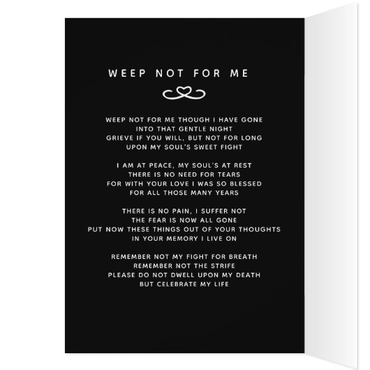 私たちのハート永遠の黒い詩のカードの葬儀 (内側 (左))