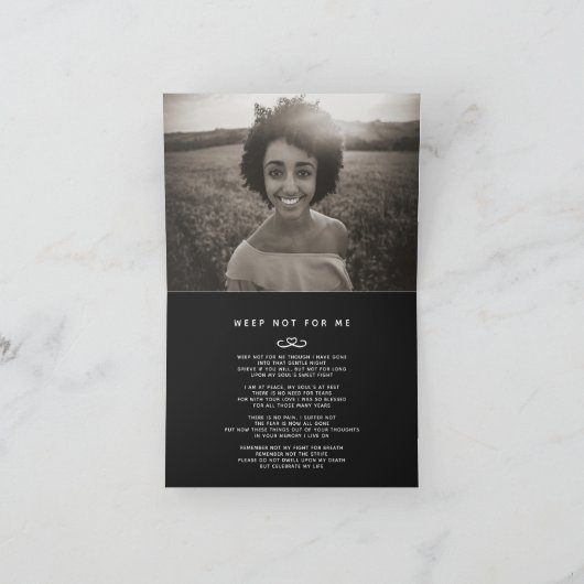 私たちのハート永遠の黒い詩のカードの葬儀 ノートカード (内部)