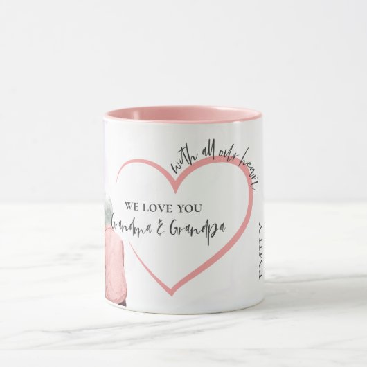 私たちのハート祖父母かわいいイラストレーション マグカップ (中央)