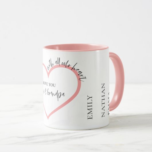 私たちのハート祖父母かわいいイラストレーション マグカップ (正面右)