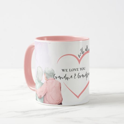 私たちのハート祖父母かわいいイラストレーション マグカップ (正面左)