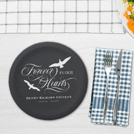 私たちのハート葬儀で永遠に木炭の白い鳥 ペーパープレート