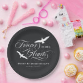 私たちのハート葬儀で永遠に木炭の白い鳥 ペーパープレート (パーティー)