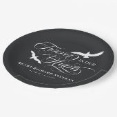 私たちのハート葬儀で永遠に木炭の白い鳥 ペーパープレート (アングル)