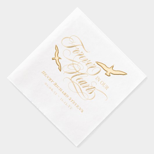 私たちのハート葬儀で永遠に舞い上がる鳥 箔ナプキン (右)