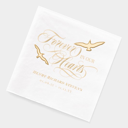 私たちのハート葬儀で永遠に舞い上がる鳥 箔ナプキン (左)