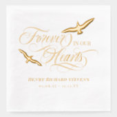 私たちのハート葬儀で永遠に舞い上がる鳥 箔ナプキン (正面)