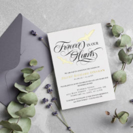 私たちのハート葬儀で永遠に金箔の鳥 箔招待状