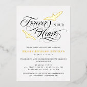 私たちのハート葬儀で永遠に金箔の鳥 箔招待状 (正面)