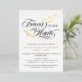 私たちのハート葬儀で永遠に金箔の鳥 箔招待状 (立ち正面)