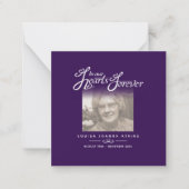 私たちのハート詩レジャーパープルでの葬儀 ノートカード (正面)