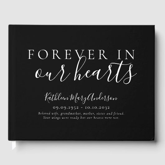 私たちのハート追悼式で永遠にミニマル ゲストブック (正面)