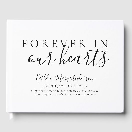 私たちのハート追悼式で永遠にミニマル ゲストブック (正面)