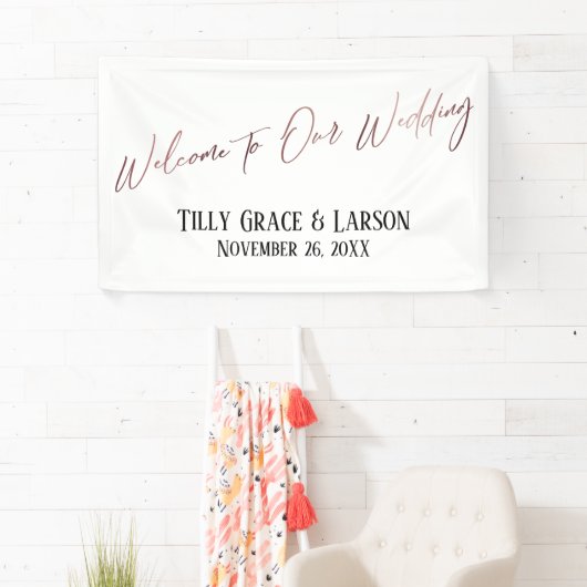 私たちのバラ結婚金ゴールドの手書きへようこそ 横断幕 (インサイチュ)