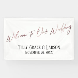 私たちのバラ結婚金ゴールドの手書きへようこそ 横断幕