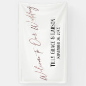 私たちのバラ結婚金ゴールドの手書きへようこそ 横断幕 (縦)