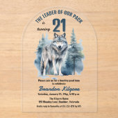 私たちのパックウルフのリーダー21歳の誕生日パーティー アクリル招待状 (正面)