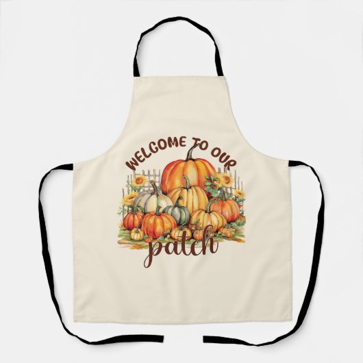 私たちのパッチへようこそ – Cozy Pumpkin Patch エプロン (正面)