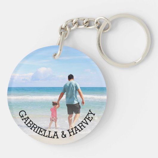 私たちのパパ – 私たちのヒーロー |写真パーソナライズされた キーホルダー (裏面)