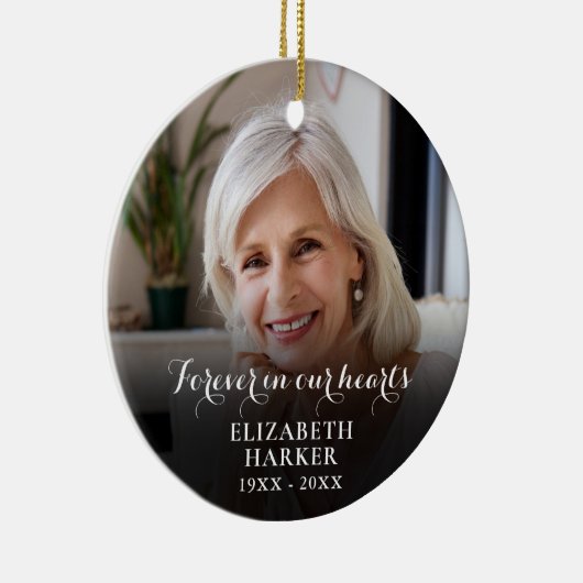 私たちのパーソナライズされたハートで永遠に記念写真 セラミックオーナメント (右)