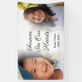 私たちのパーソナライズされたハートで永遠に記念写真 横断幕 (縦)