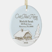 私たちのパーソナライズされた最初のホームアドレスクリスマス セラミックオーナメント (右)