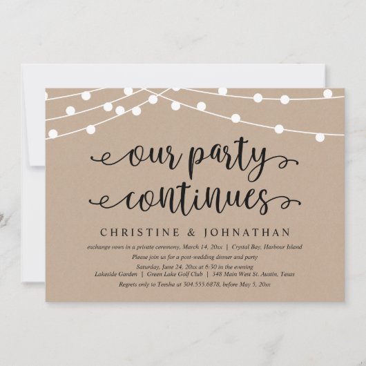 私たちのパーティーは続く、結婚式の駆け落ち 招待状 (正面)