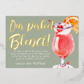 私たちのパーフェクトブレンド　面白いカクテル　保存日 箔招待状 (正面)