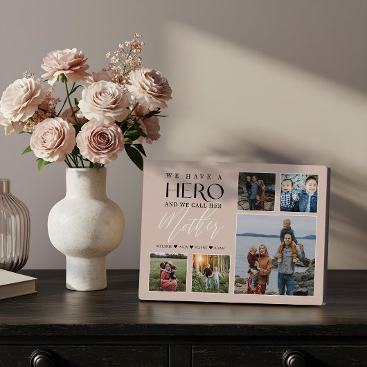 「私たちのヒーローは母」フォト コラージュ フォトプラーク