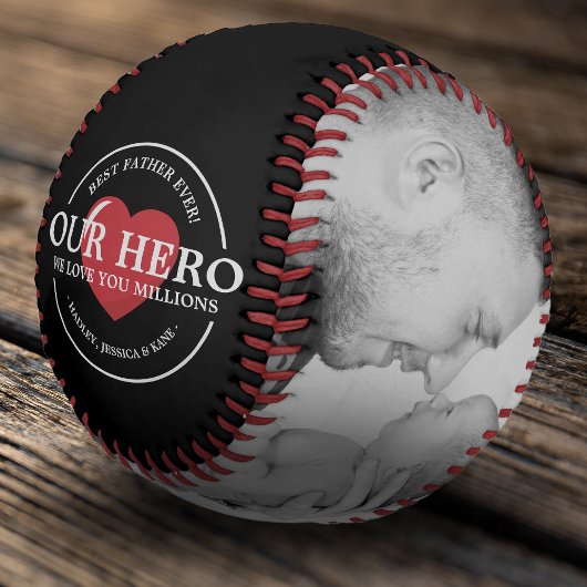 私たちのヒーローパパ |最高のパパEver Photo Collage 野球ボール