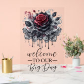 私たちのビッグデイ ゴシック ブラックローズへようこそ アクリルサイン (ウェディング)