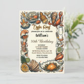 私たちのビーチシーフードパールオイスターロースト30th誕生日 招待状 (スタンド正面)