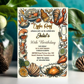 私たちのビーチシーフードパールオイスターロースト30th誕生日 招待状