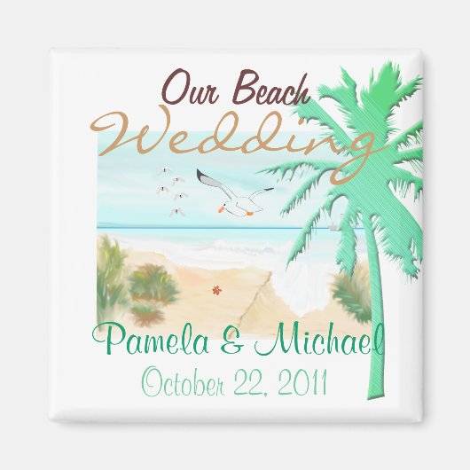 私たちのビーチ結婚式 マグネット (正面)